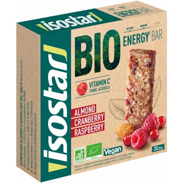 Isostar BIO ENERGY BARS ČERVENÉ OVOCE 3 x 30 G Energetické bio tyčinky