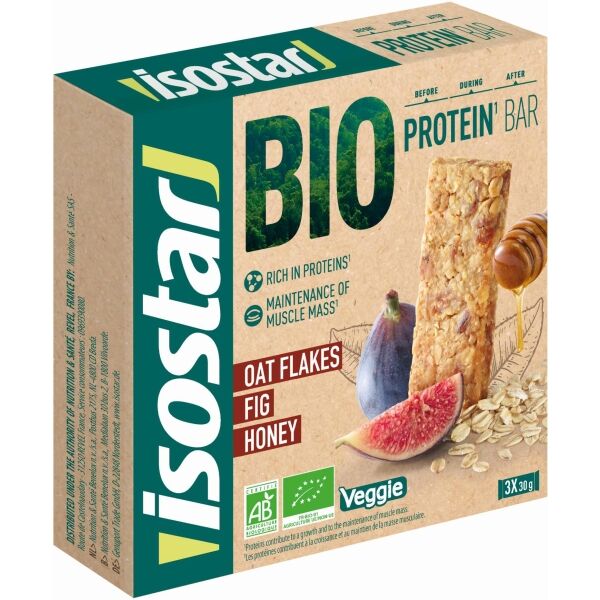 Isostar BIO PROTEIN BARS FÍKY / MED 3 x 30 G Energetické bio tyčinky