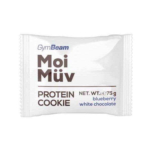 GymBeam MOIMÜV PROTEIN COOKIE 75 G BORŮVKA A BÍLÁ ČOKOLÁDA Proteinová tyčinka